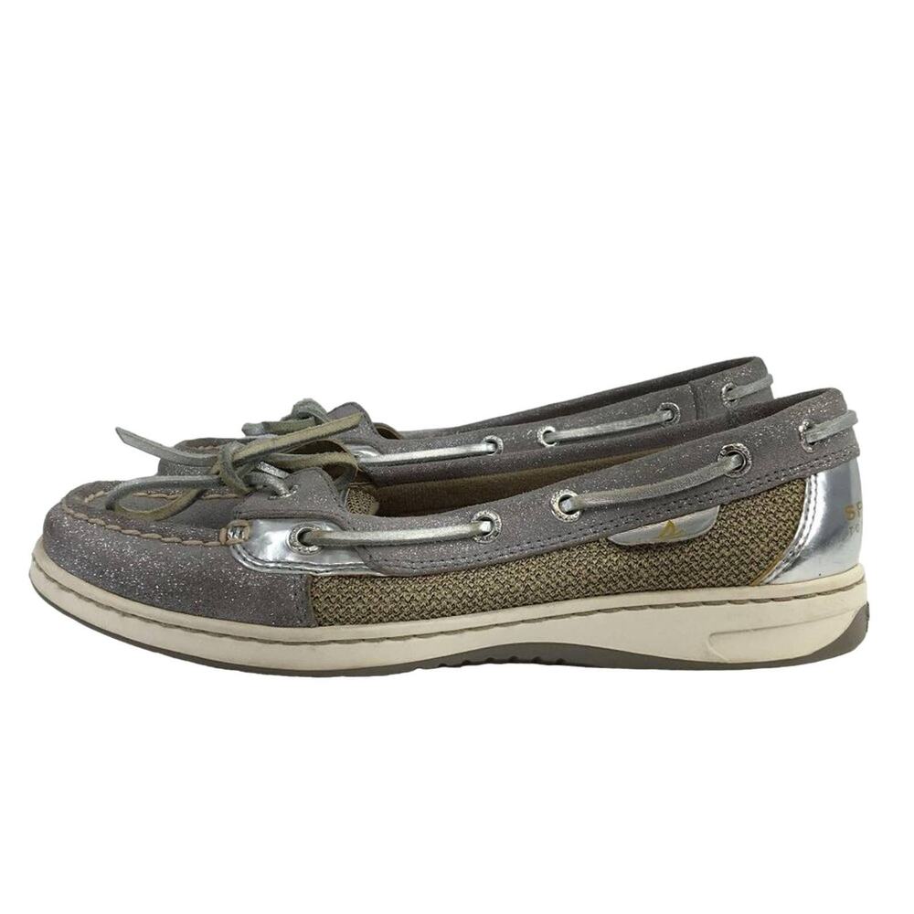 Sperry Angelfish Boat Shoes Silver/Grey Women's‎ Size 7M Glitter